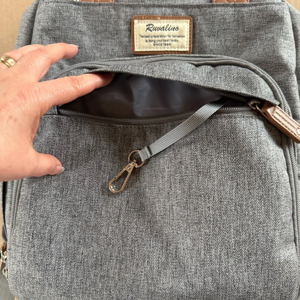 Ruvalino Gray Diaper Backpack Bag